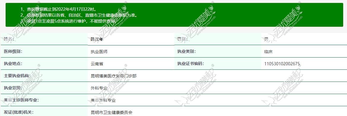 陈茂年昆明博美整形医院