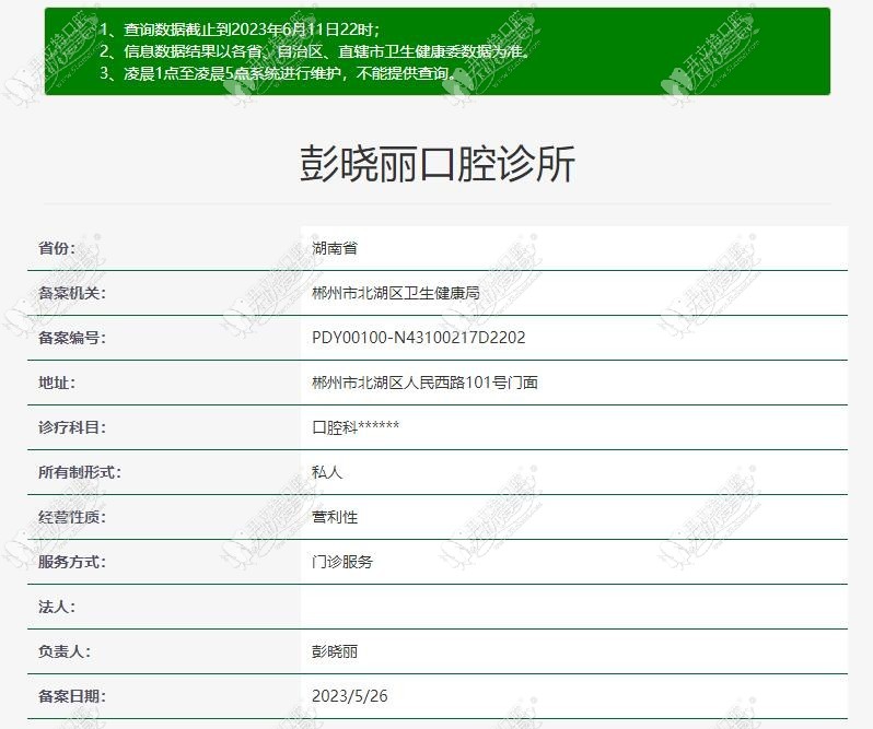 郴州彭晓丽口腔诊所