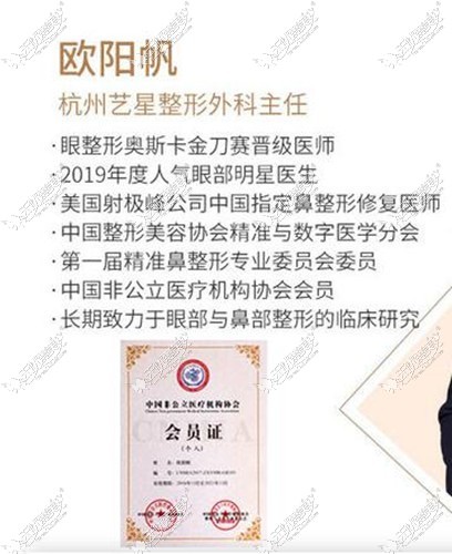 杭州艺星欧阳帆资质