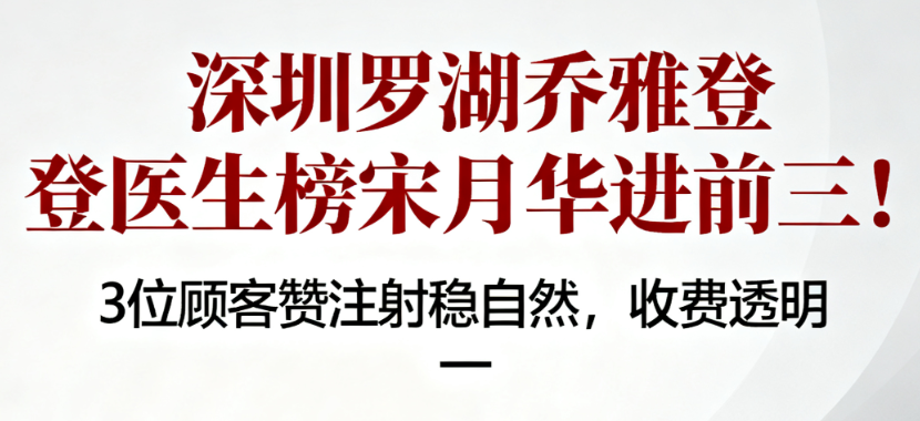 深圳罗湖乔雅登医生榜宋月华进前三!3位顾客赞注射稳自然,收费透明