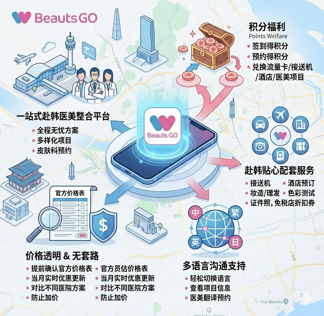 江南站4号口出口即达的韩国佩舒皮肤科怎么预约，全年无休+透明定价+首尔大院长亲诊，打开BeautsGO APP查价约档期